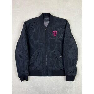 T-Mobile Jacket Men's XL Black Full Zip Bomber Best Network Satin Fossa
